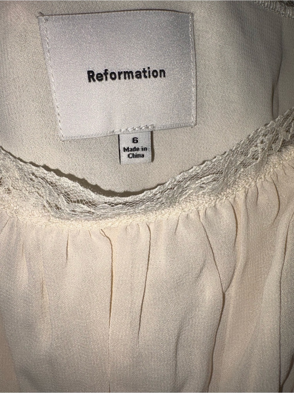 Reformation Claribel Lace Inset Bell Sleeve Minidress 6 - Picture 5 of 5
